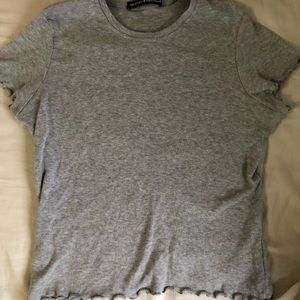 brandy melville grey ruffle shirt